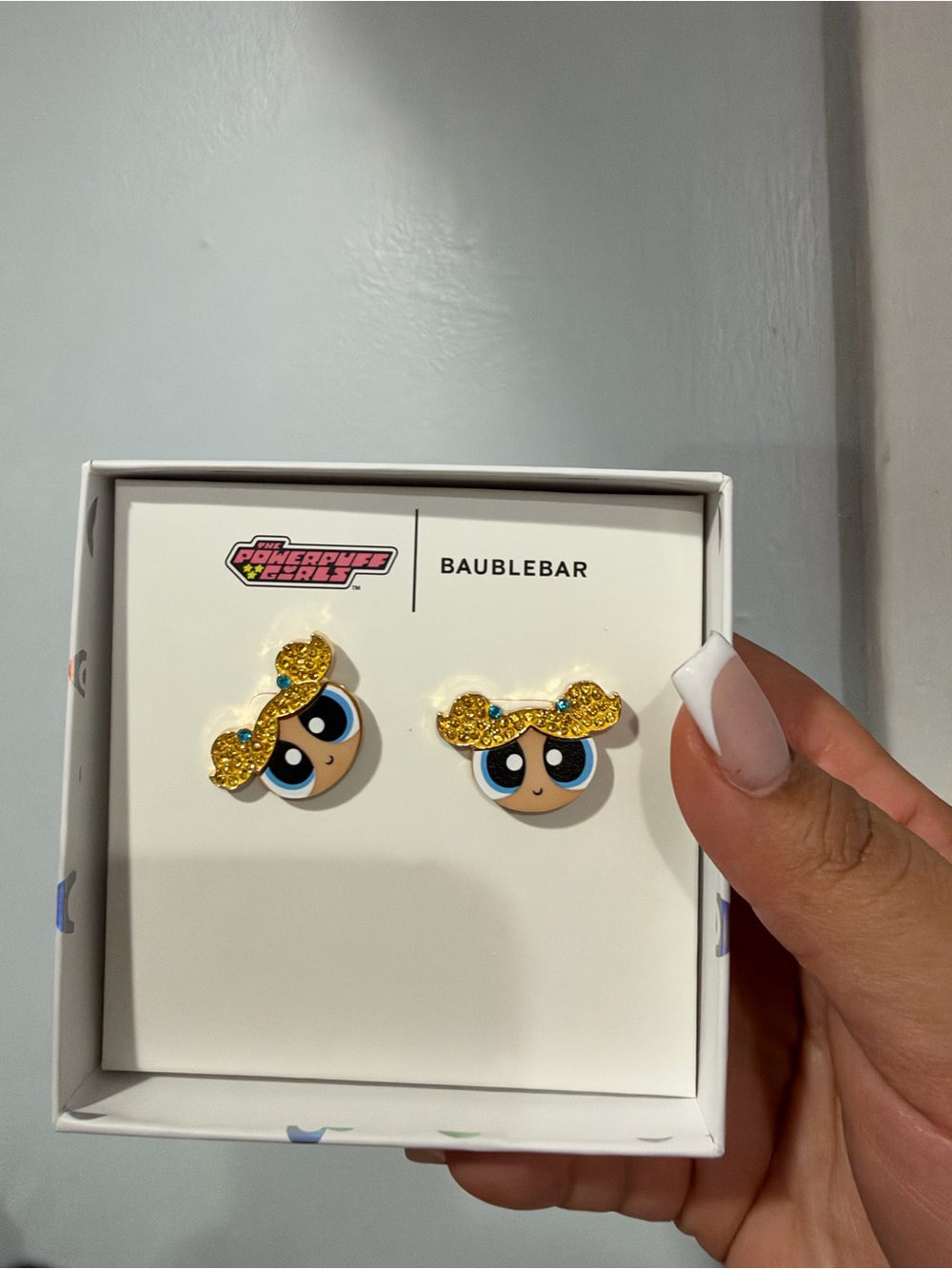 BaubleBar Kids Gold Glitter Blossom Powerpuff Girls Stud Earrings